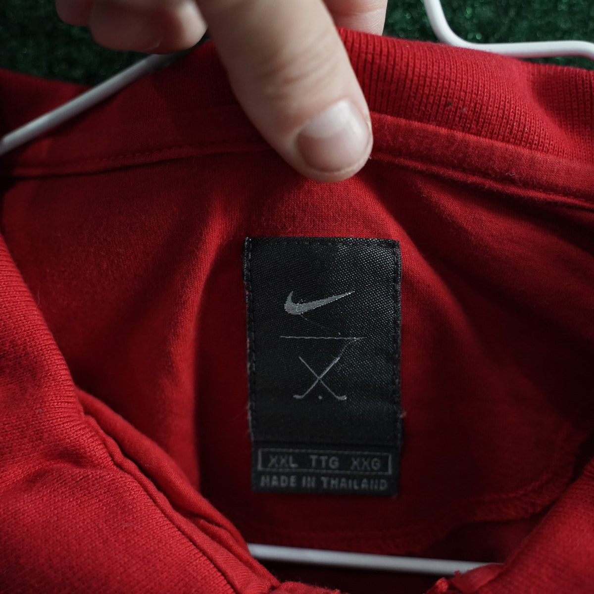 Vintage Nike Quarter-Zip Polo - Red/Gray Windowpane