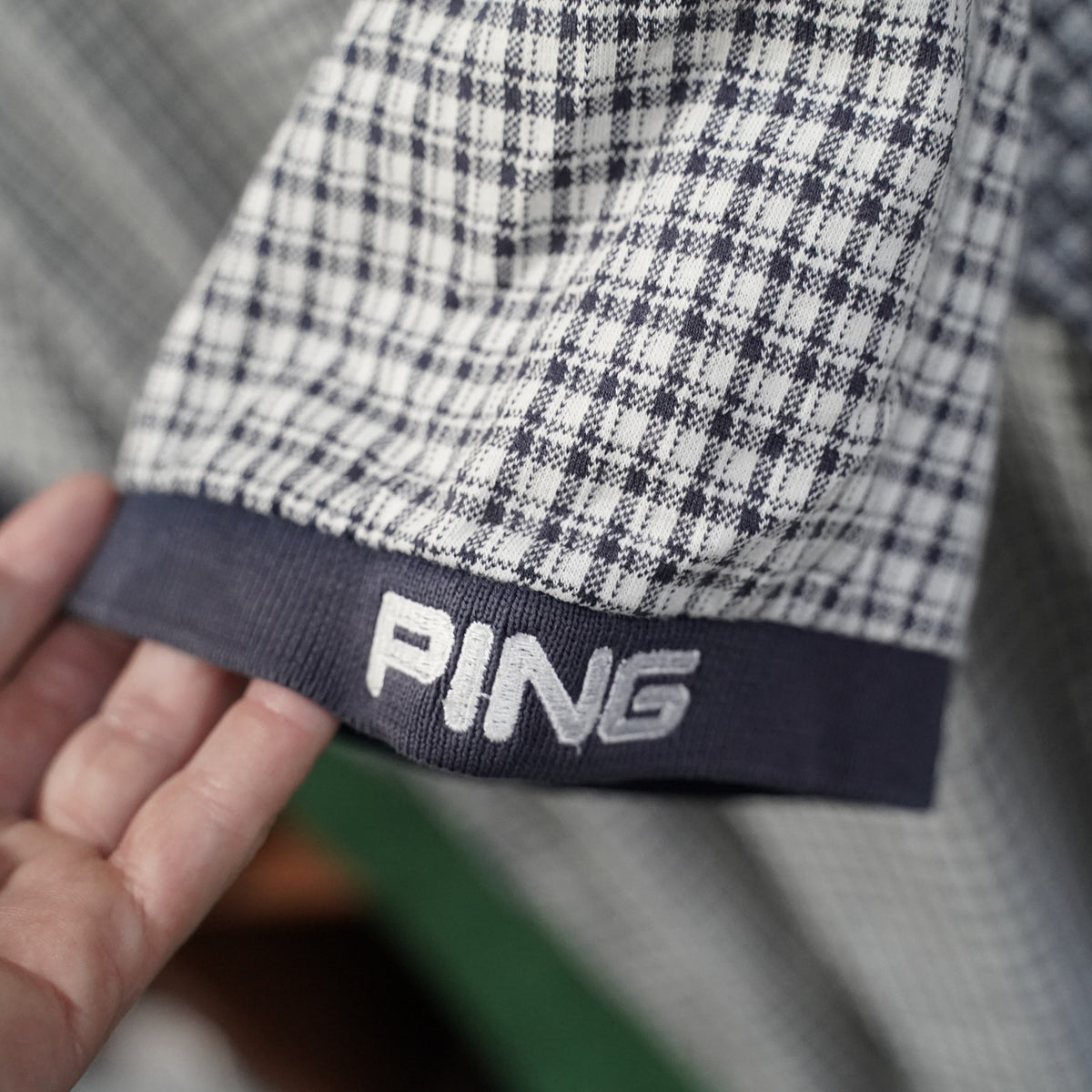 Vintage Ping Polo - White/Navy Micro-Check