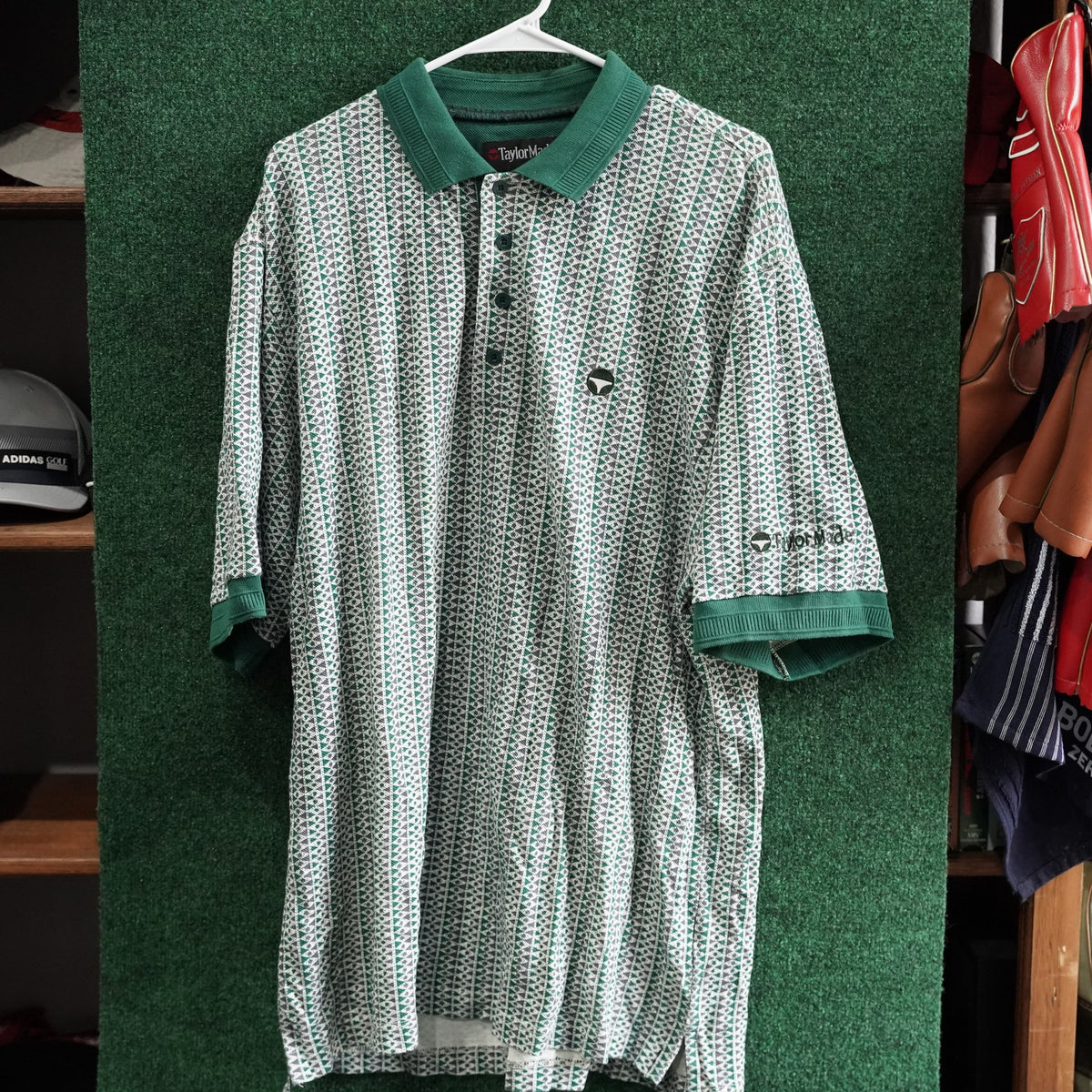 Vintage TaylorMade Polo - Green/White Geometric