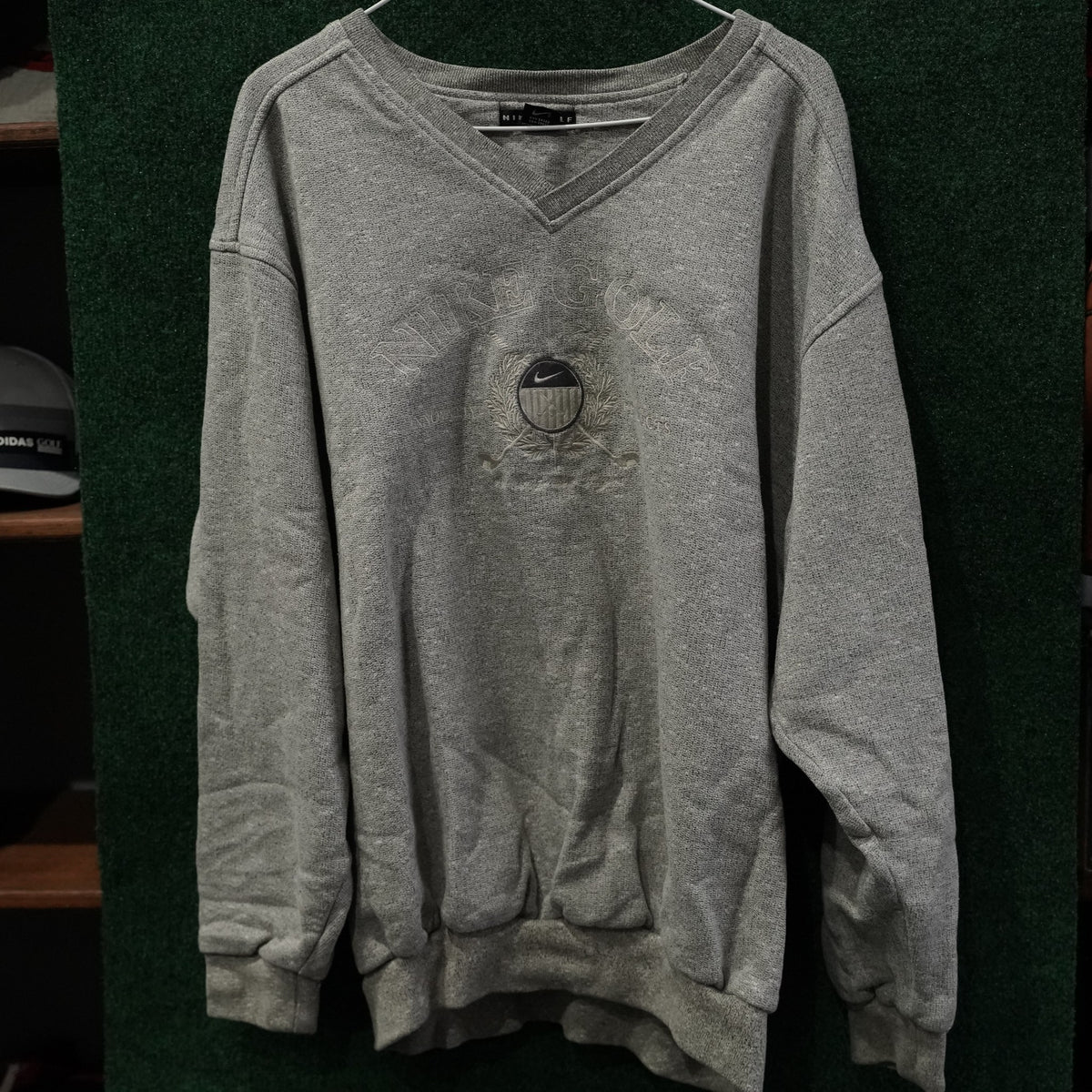 Vintage Nike Golf V-Neck Sweatshirt - Heather Gray - L