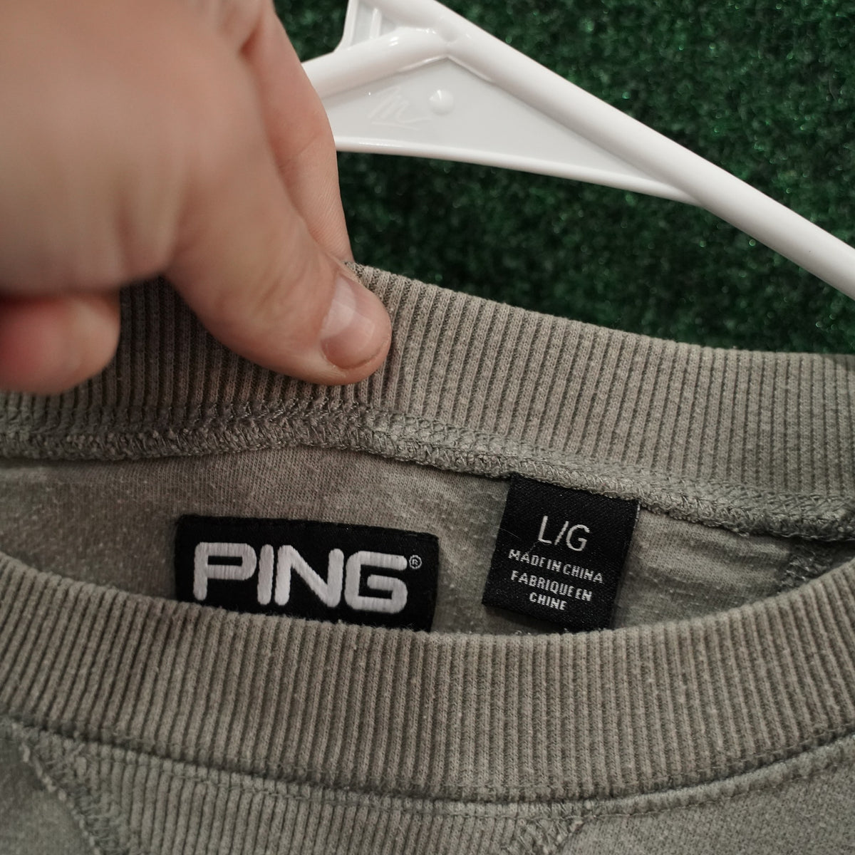 Vintage Ping Applique Crewneck Sweatshirt - Grey (L)