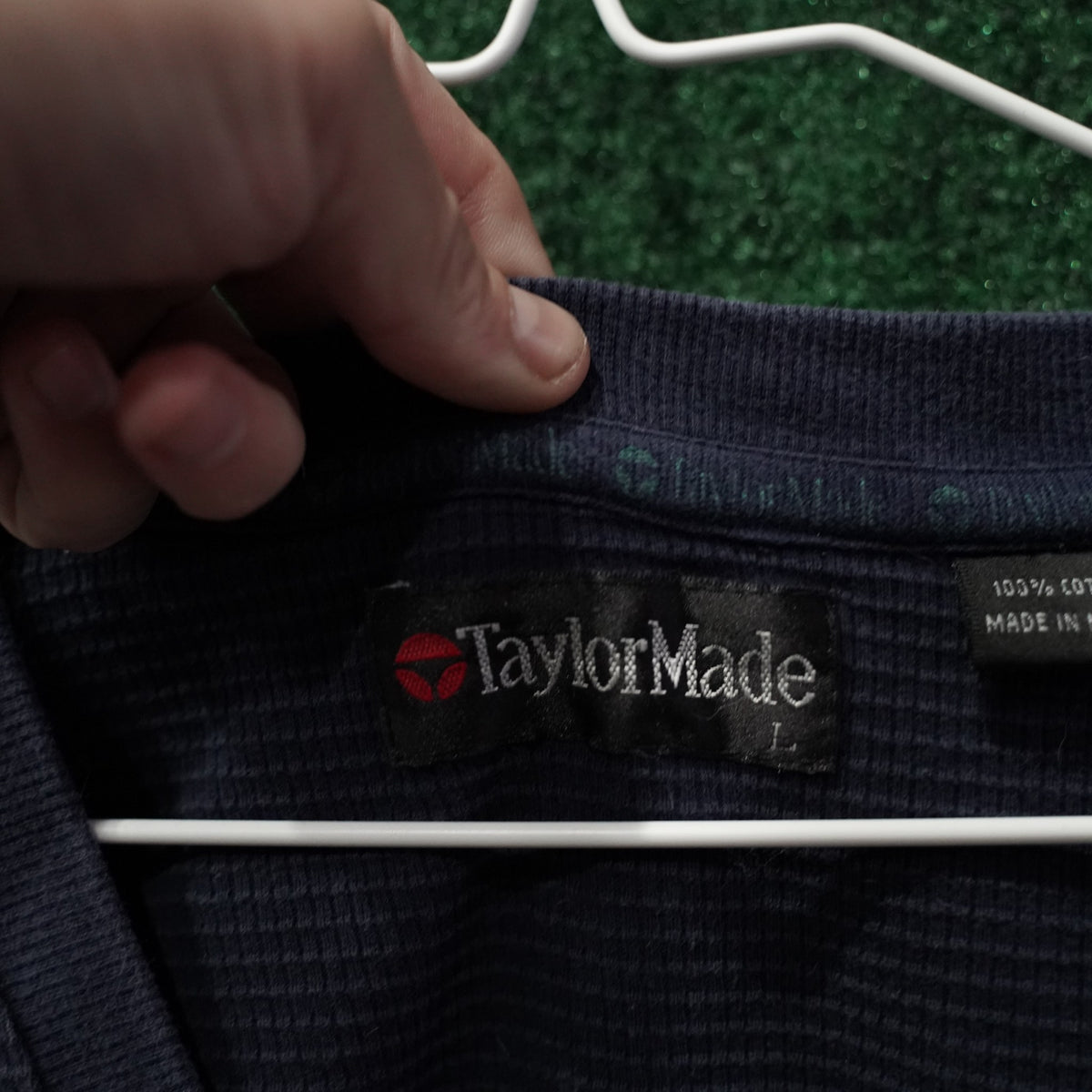 Vintage TaylorMade Waffle-Knit Vest - Navy - L
