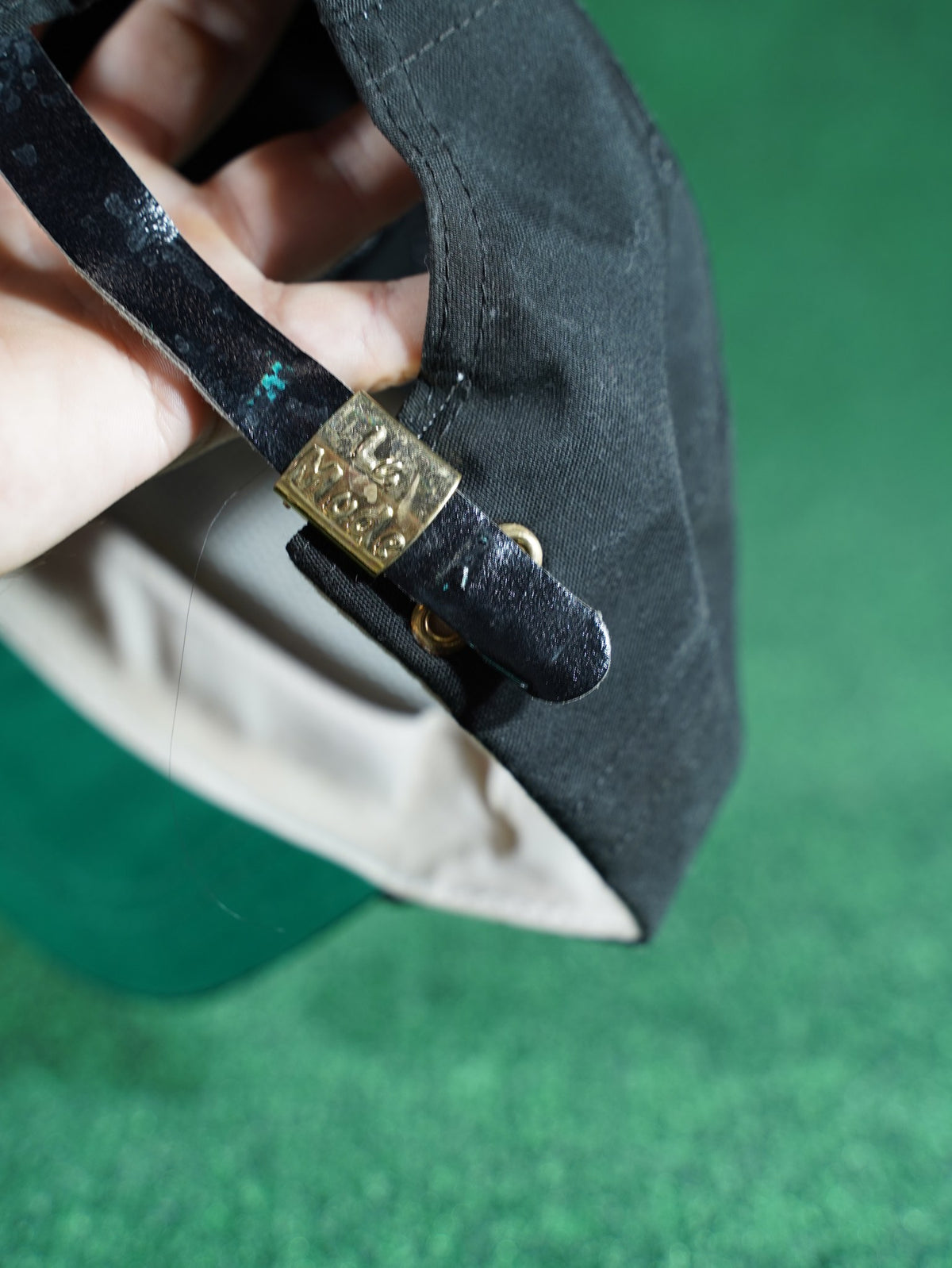 Vintage Callaway Golf Rope Hat Black Leather Strap Brass Buckle 90s
