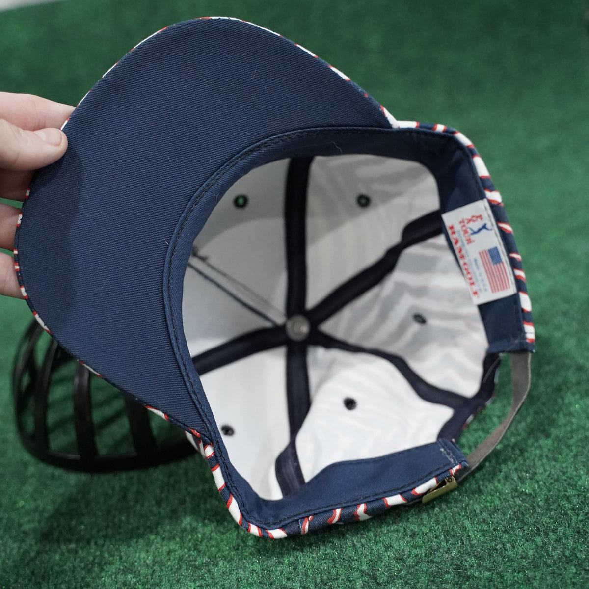 PGA Tour Zebra-Print Hat (Navy, Leather Strap)