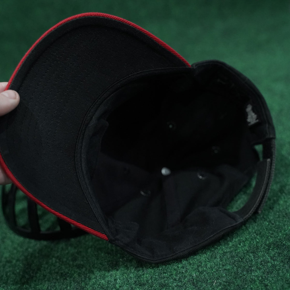 Nike Hat (Black/Red, Metal Swoosh Pin, Velcro Strap)