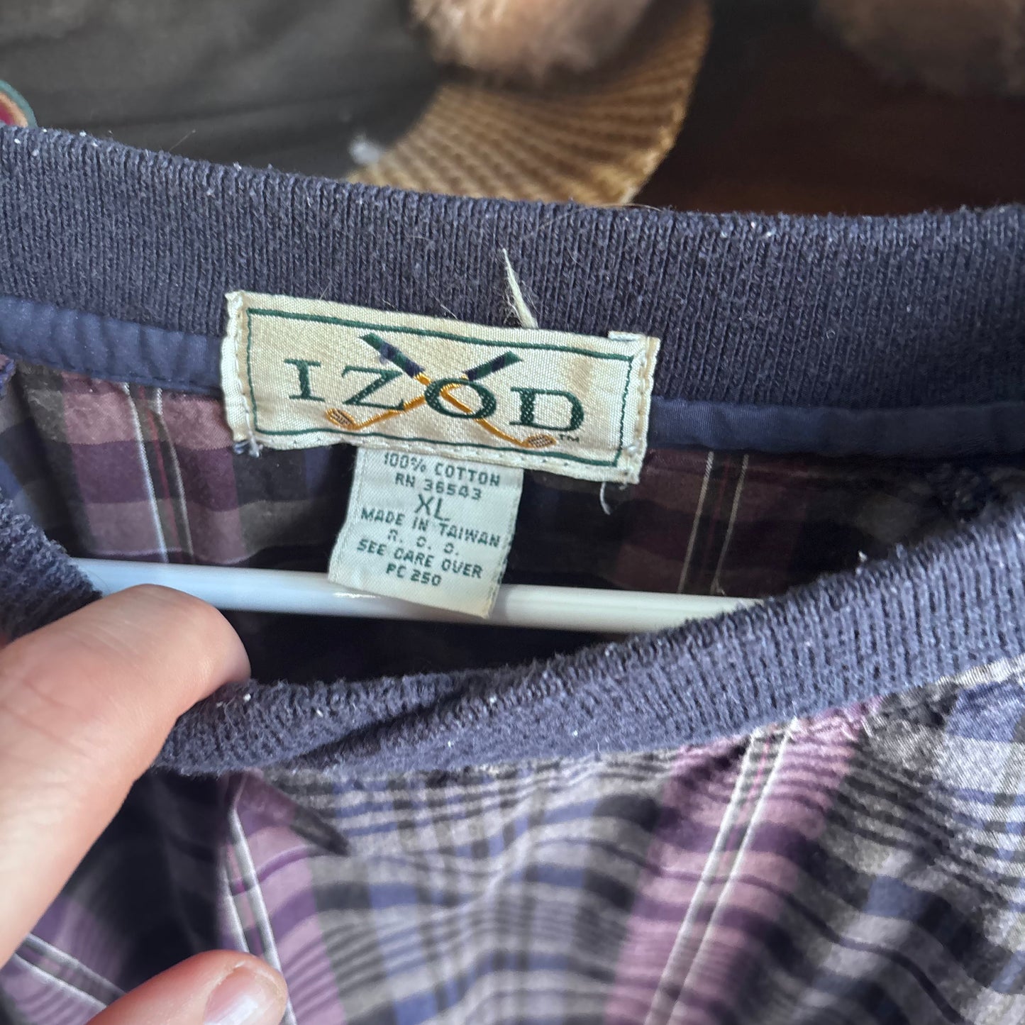 Vintage Izod plaid windbreaker pullover golf