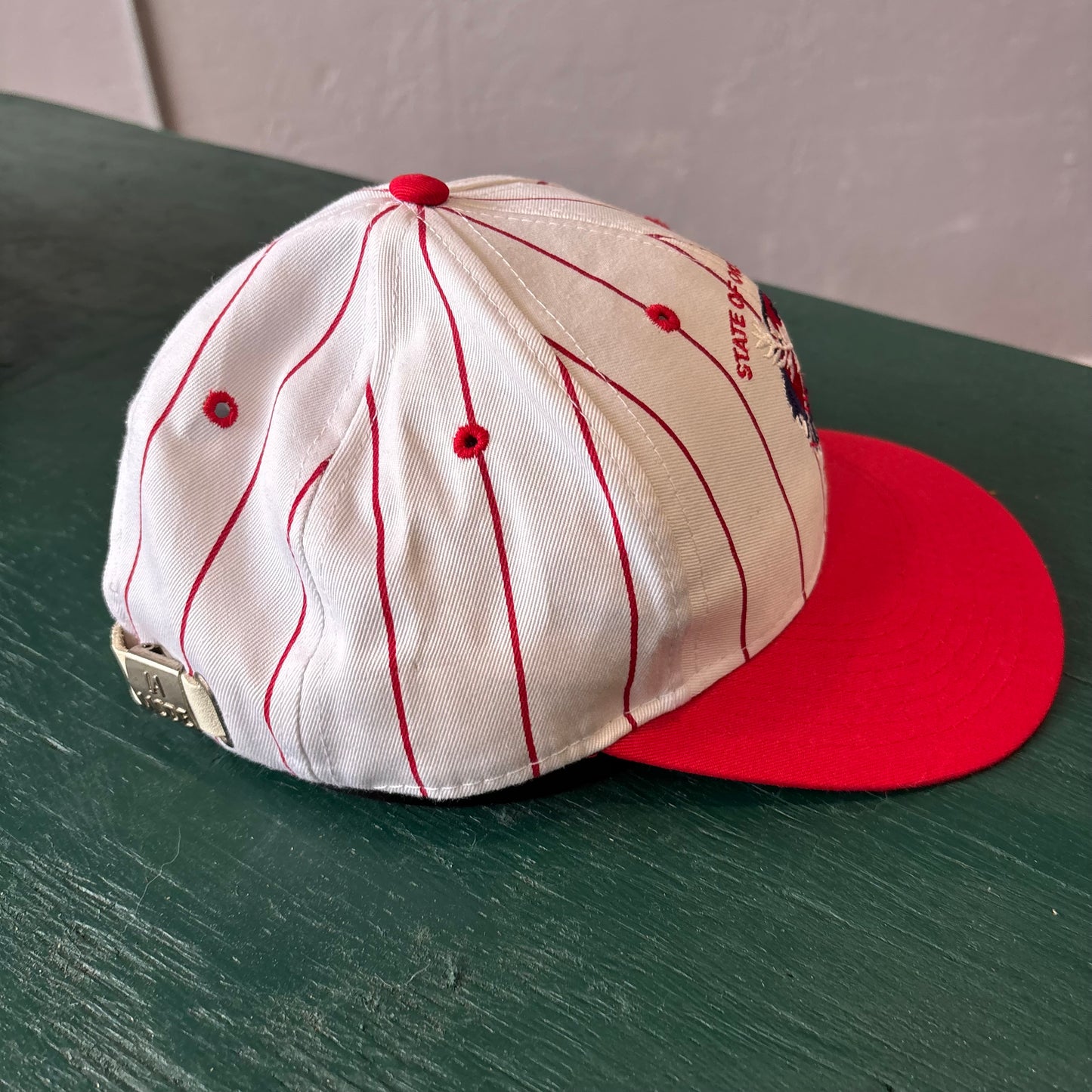 Vintage State of Oklahoma Golf Pinstripe Snpack Back Hat