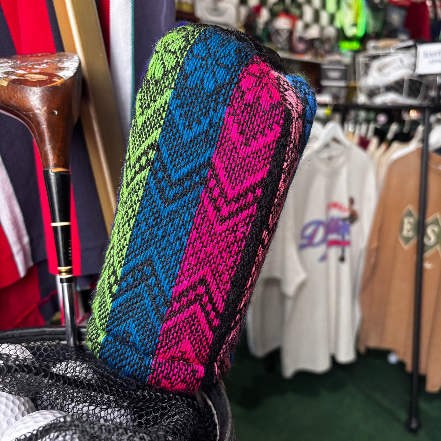 Soft knit multi color head over upcycled