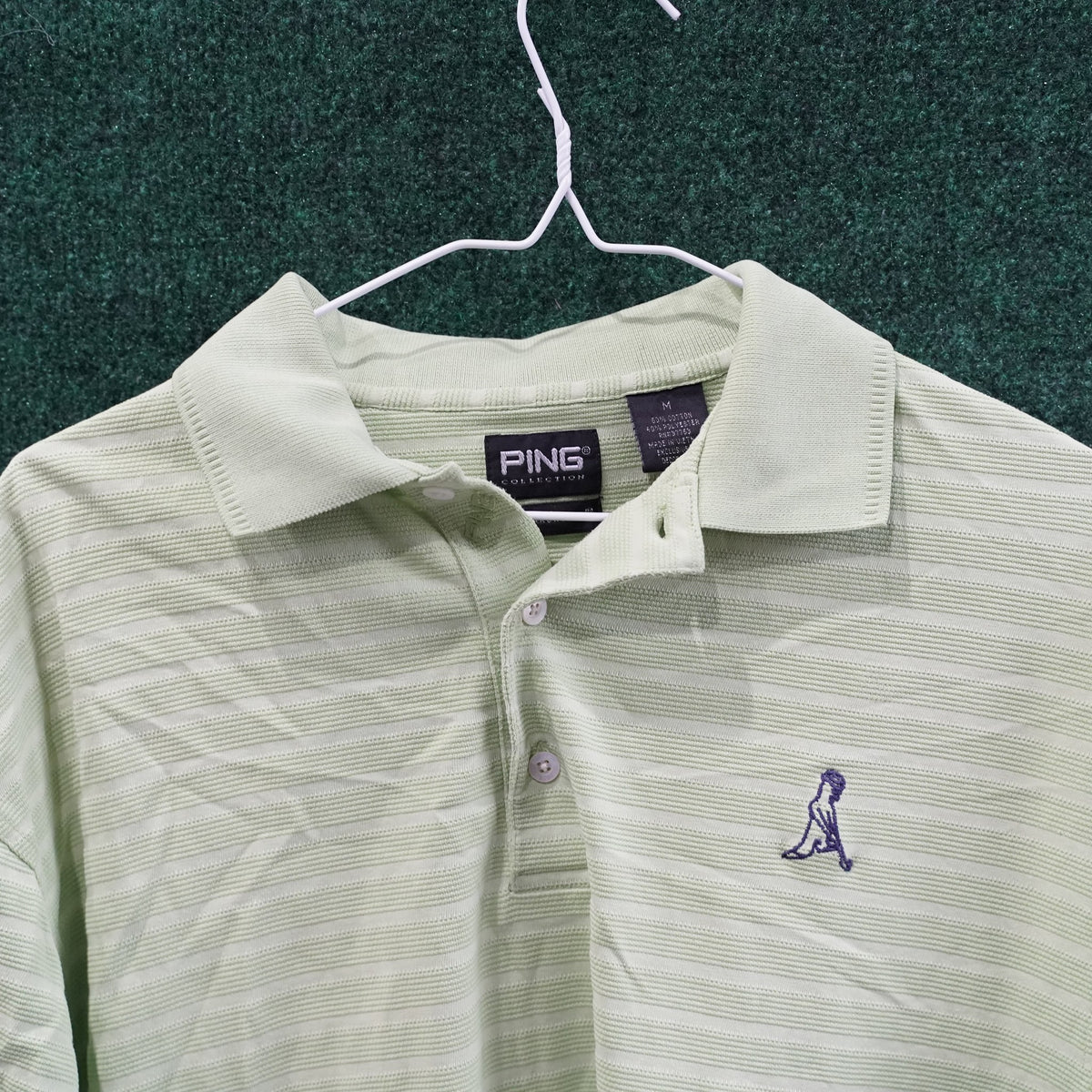 Vintage Ping Collection Polo - Lime Green Pinstripe