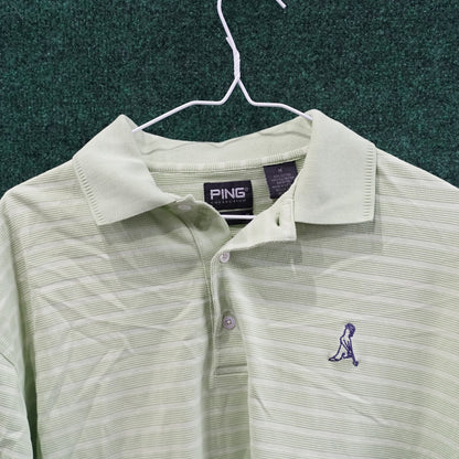 Vintage Ping Collection Polo - Lime Green Pinstripe
