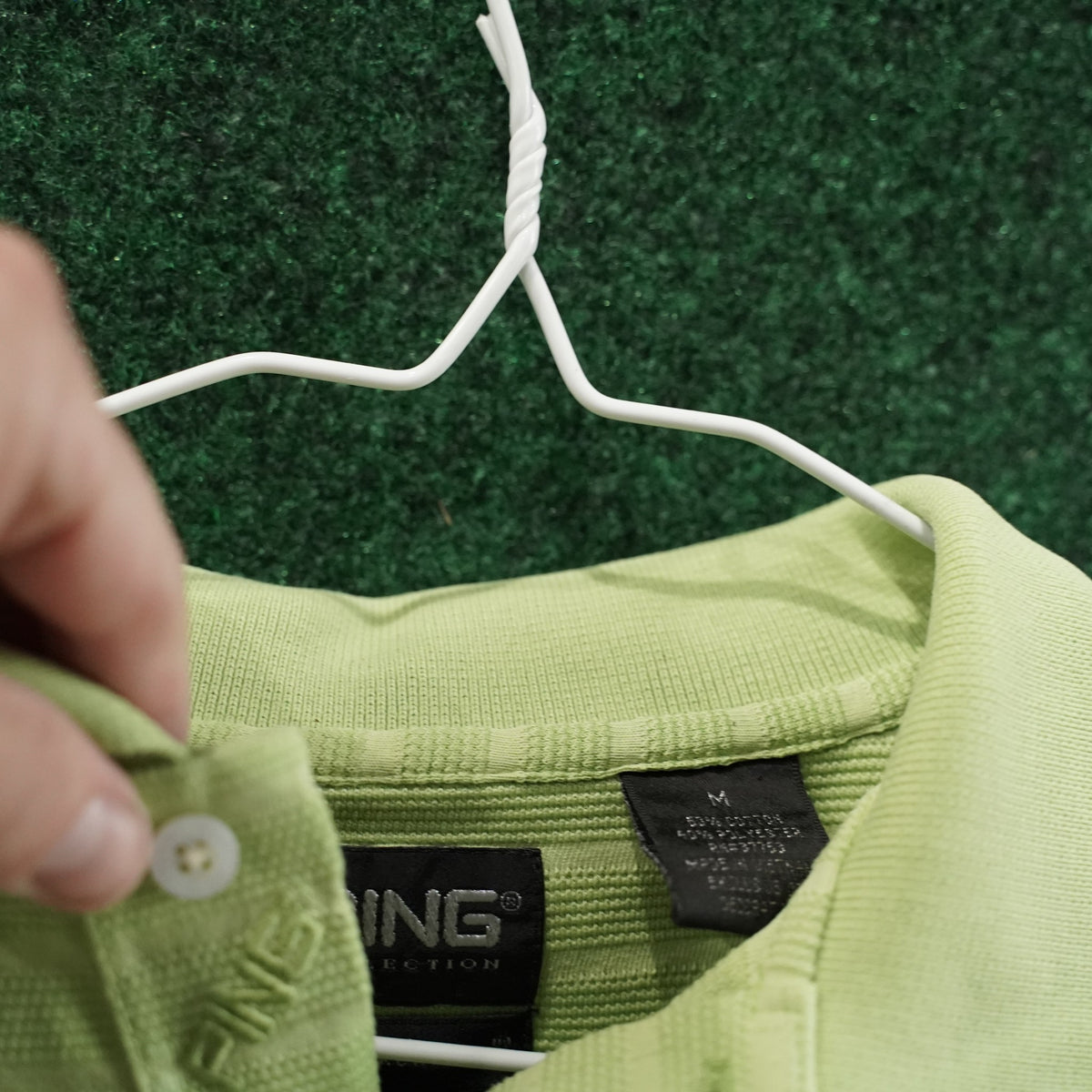 Vintage Ping Collection Polo - Lime Green Pinstripe