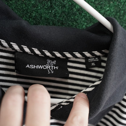 Vintage Ashworth Polo - White/Black Stripe