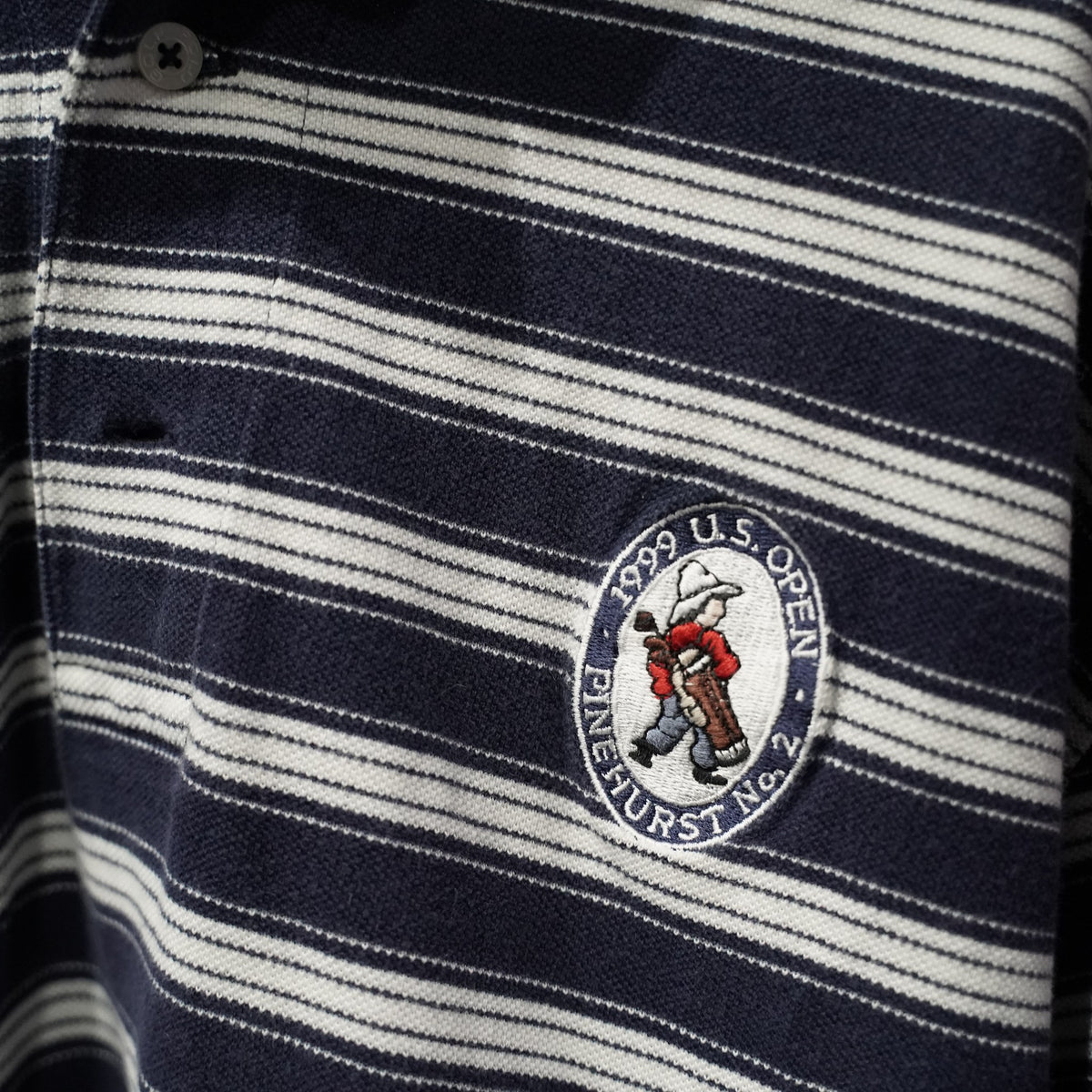 Vintage 1999 U.S. Open Pinehurst Polo Golf Polo - Navy/White Stripe