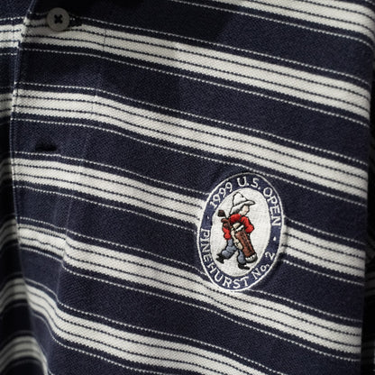 Vintage 1999 U.S. Open Pinehurst Polo Golf Polo - Navy/White Stripe
