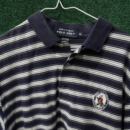 Vintage 1999 U.S. Open Pinehurst Polo Golf Polo - Navy/White Stripe