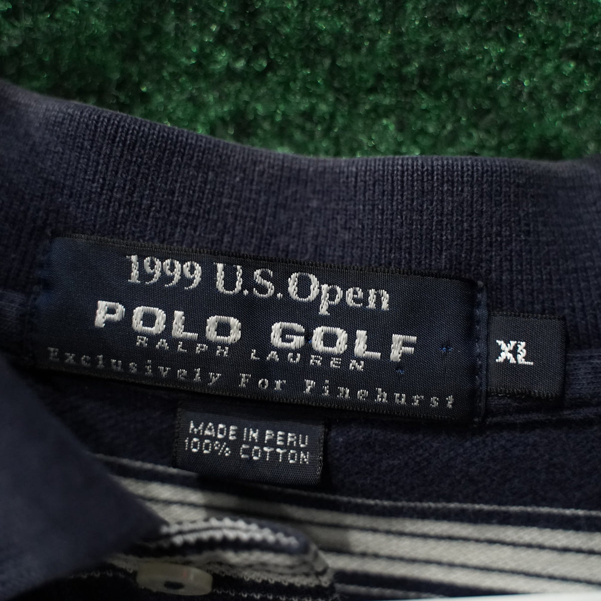 Vintage 1999 U.S. Open Pinehurst Polo Golf Polo - Navy/White Stripe