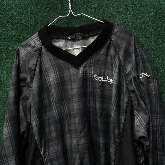 Vintage FootJoy Plaid V-Neck Pullover - Black/Gray
