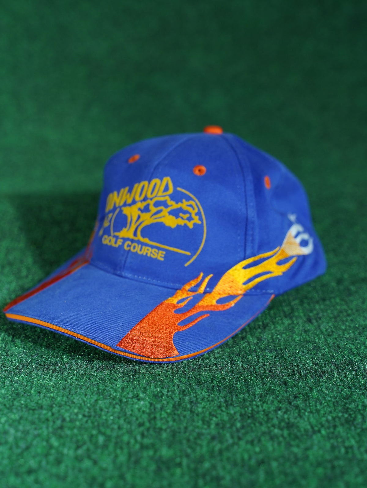 Vintage Ironwood Golf Course Hat Flames Embroidered Snapback Blue Orange