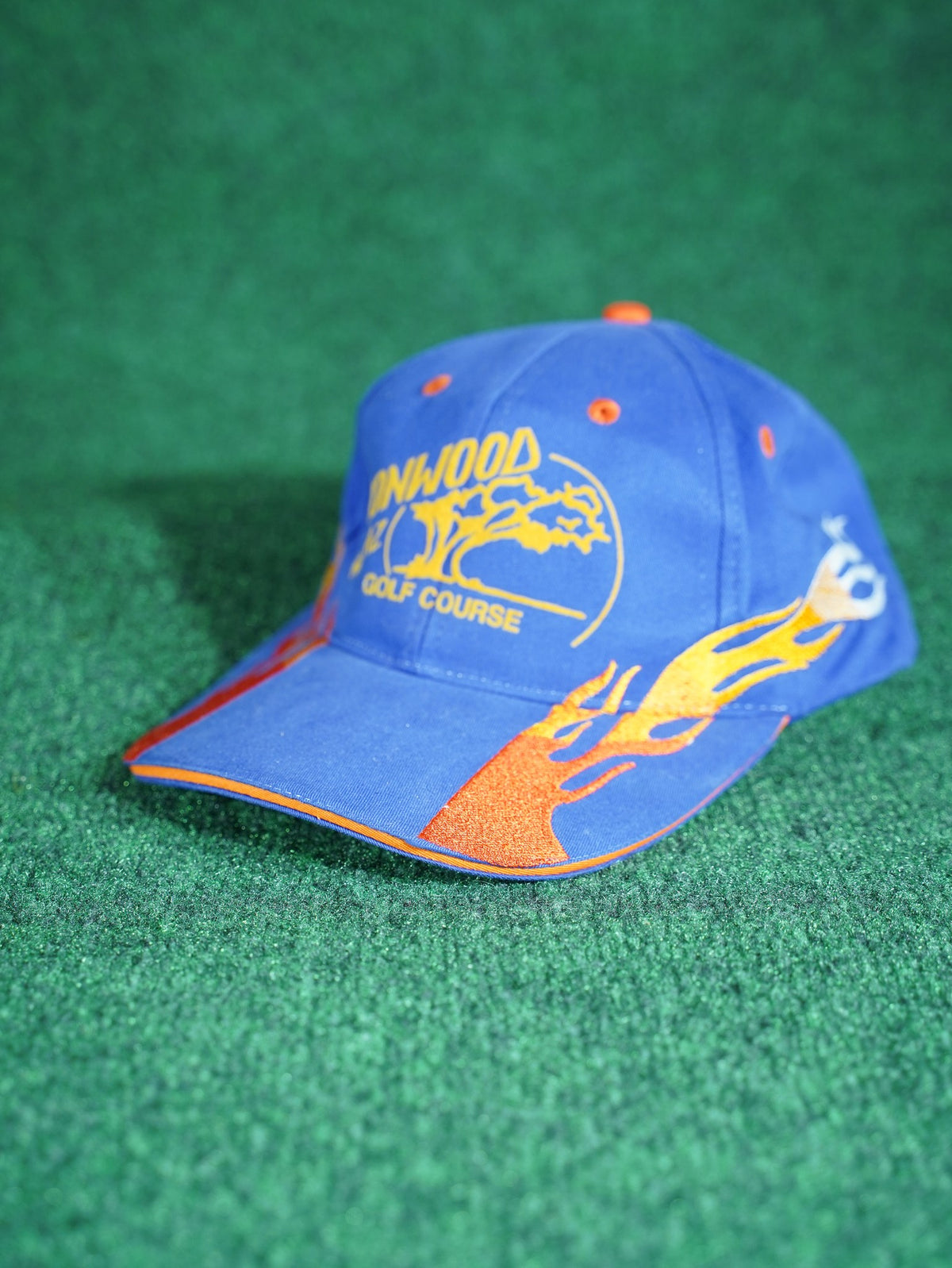 Vintage Ironwood Golf Course Hat Flames Embroidered Snapback Blue Orange