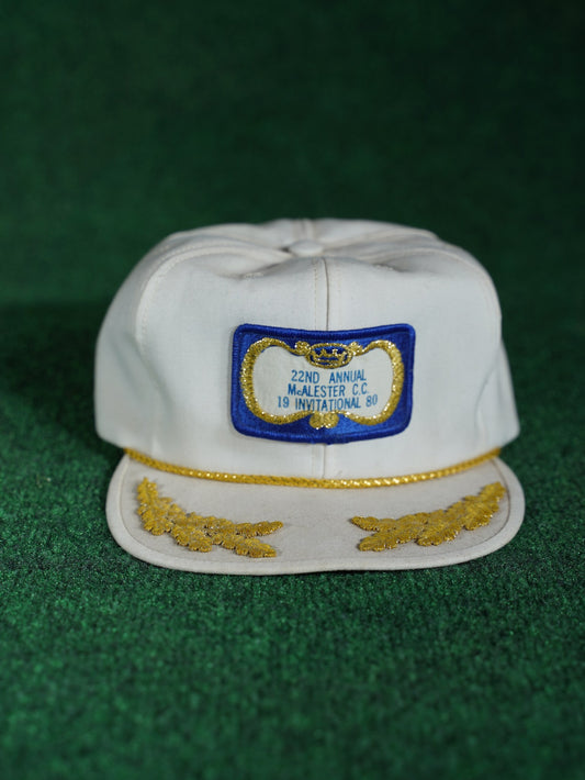 Vintage 1980 McAlester CC Invitational Golf Hat Gold Laurel Patch Cap