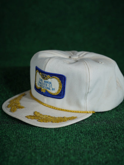 Vintage 1980 McAlester CC Invitational Golf Hat Gold Laurel Patch Cap