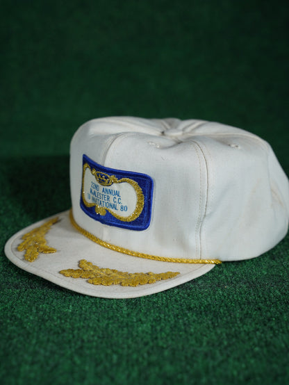 Vintage 1980 McAlester CC Invitational Golf Hat Gold Laurel Patch Cap