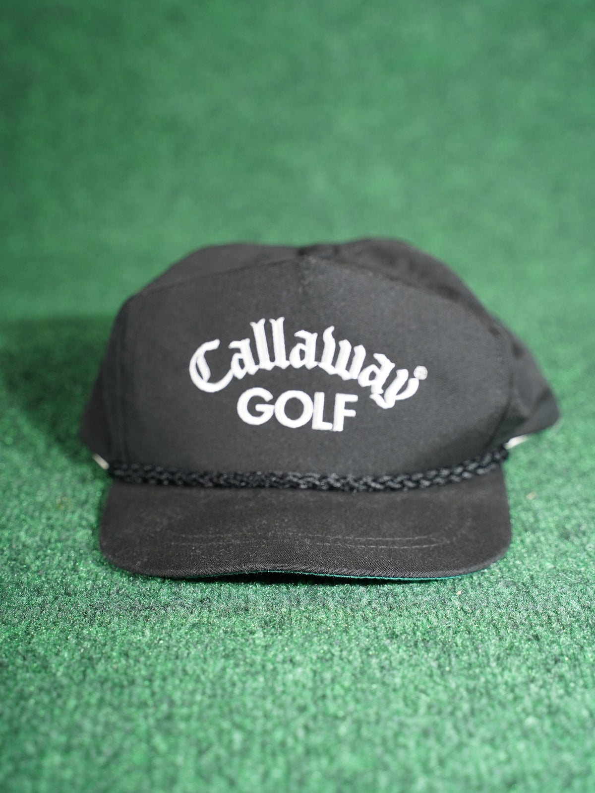 Vintage Callaway Golf Rope Hat Black Leather Strap Brass Buckle 90s