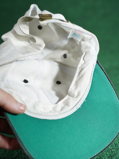 Vintage In Golf We Trust Hat White Black Leather Strap Green Underbill