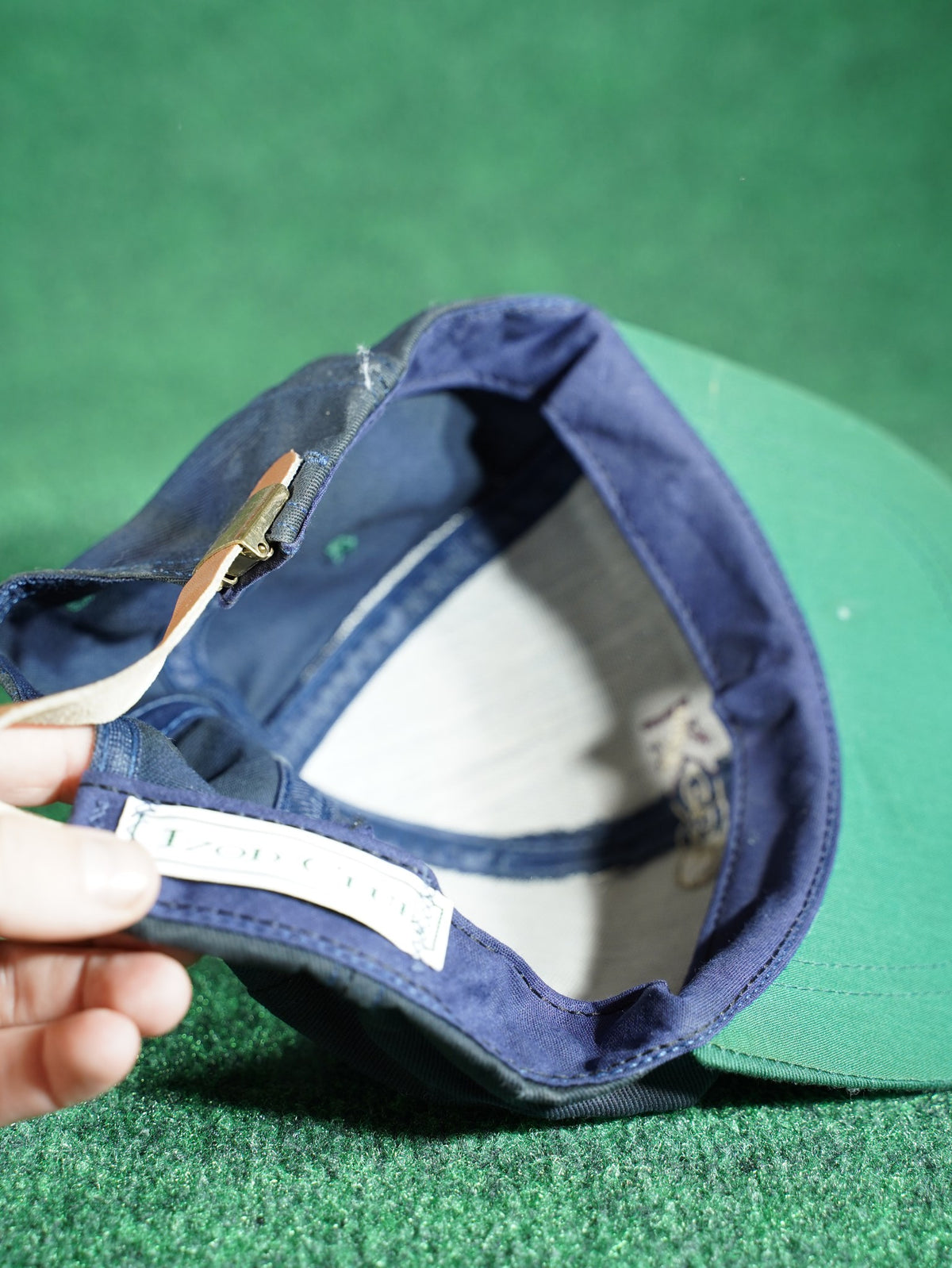Vintage Kmart Golf Club Hat Izod Club Navy Green Leather Strap Cap