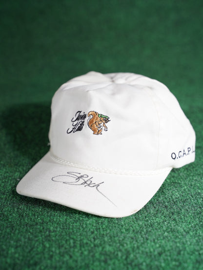 Twin Hills Golf Course Signed Hat Autographed White Mascot Cap Vintage