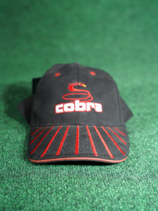 Vintage Cobra Golf Hat Black Red Pinstripe Snake Logo Strapback Cap