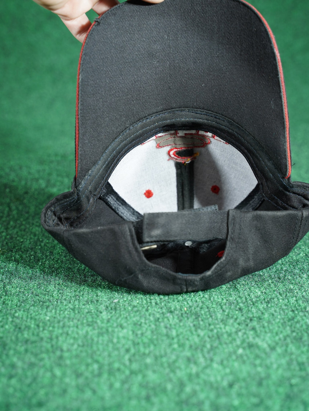 Vintage Cobra Golf Hat Black Red Pinstripe Snake Logo Strapback Cap