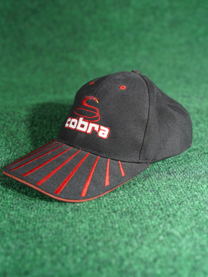 Vintage Cobra Golf Hat Black Red Pinstripe Snake Logo Strapback Cap