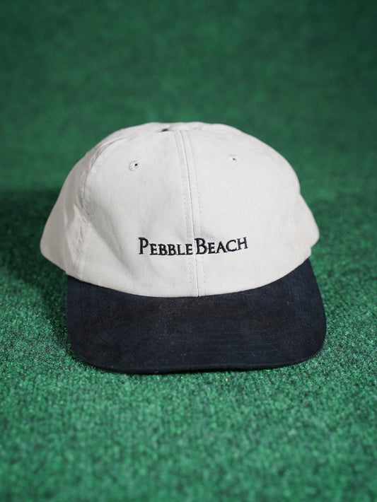 Pebble Beach Imperial Golf Hat Cream Black Embroidered Adjustable Cap