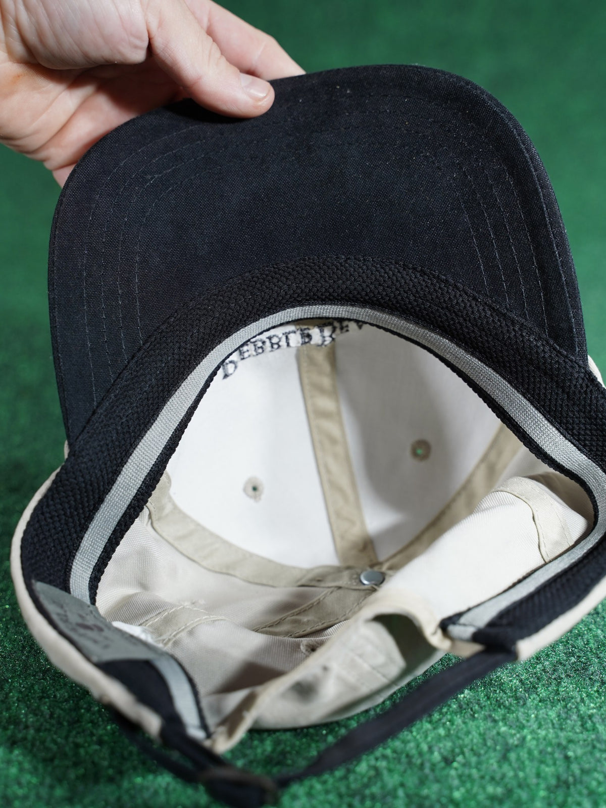 Pebble Beach Imperial Golf Hat Cream Black Embroidered Adjustable Cap