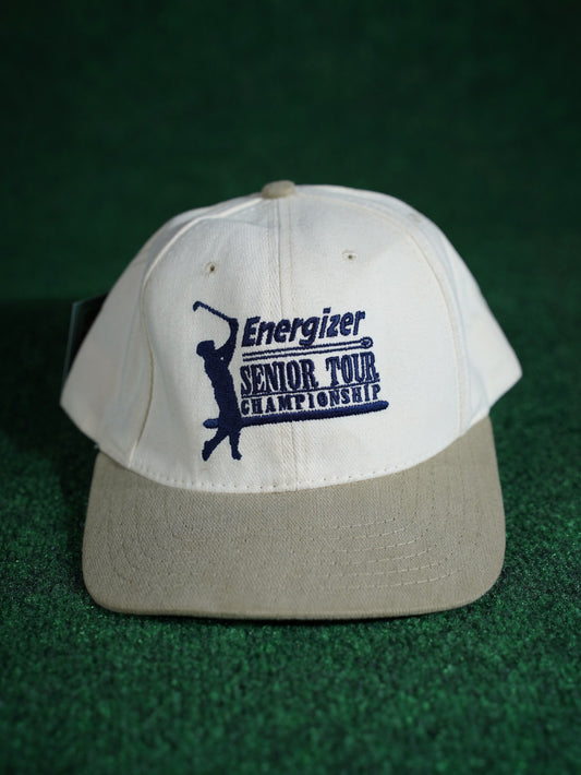Vintage Energizer Senior Tour Championship Golf Hat White Khaki Strapback
