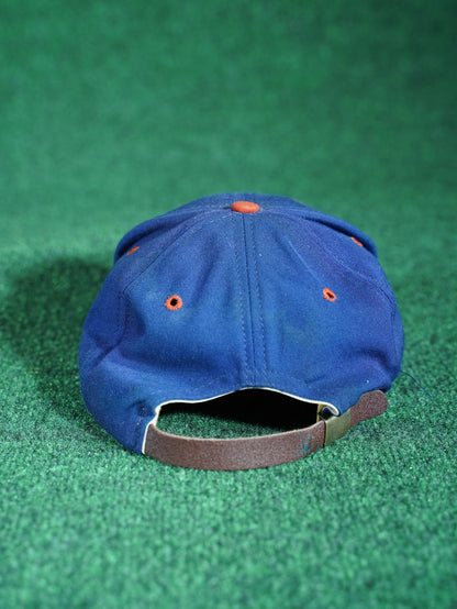 Vintage Top Flite Strata Golf Hat Blue Red Leather Strap Brass Buckle