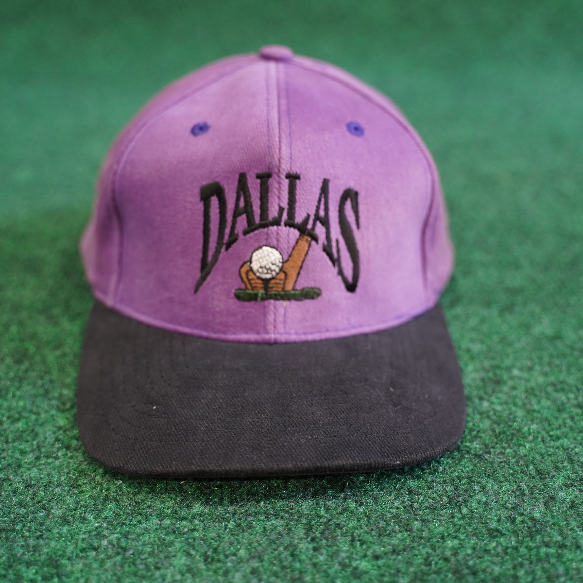 Vintage Dallas Golf Snapback Hat Purple Black Embroidered 90s Cap