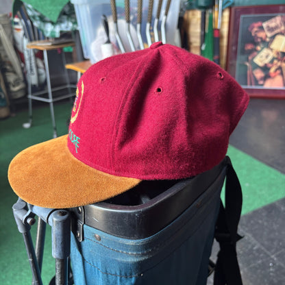 Vintage Bob Moore Cadillac suede leather strap back red and brown