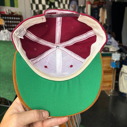 Vintage Bob Moore Cadillac suede leather strap back red and brown