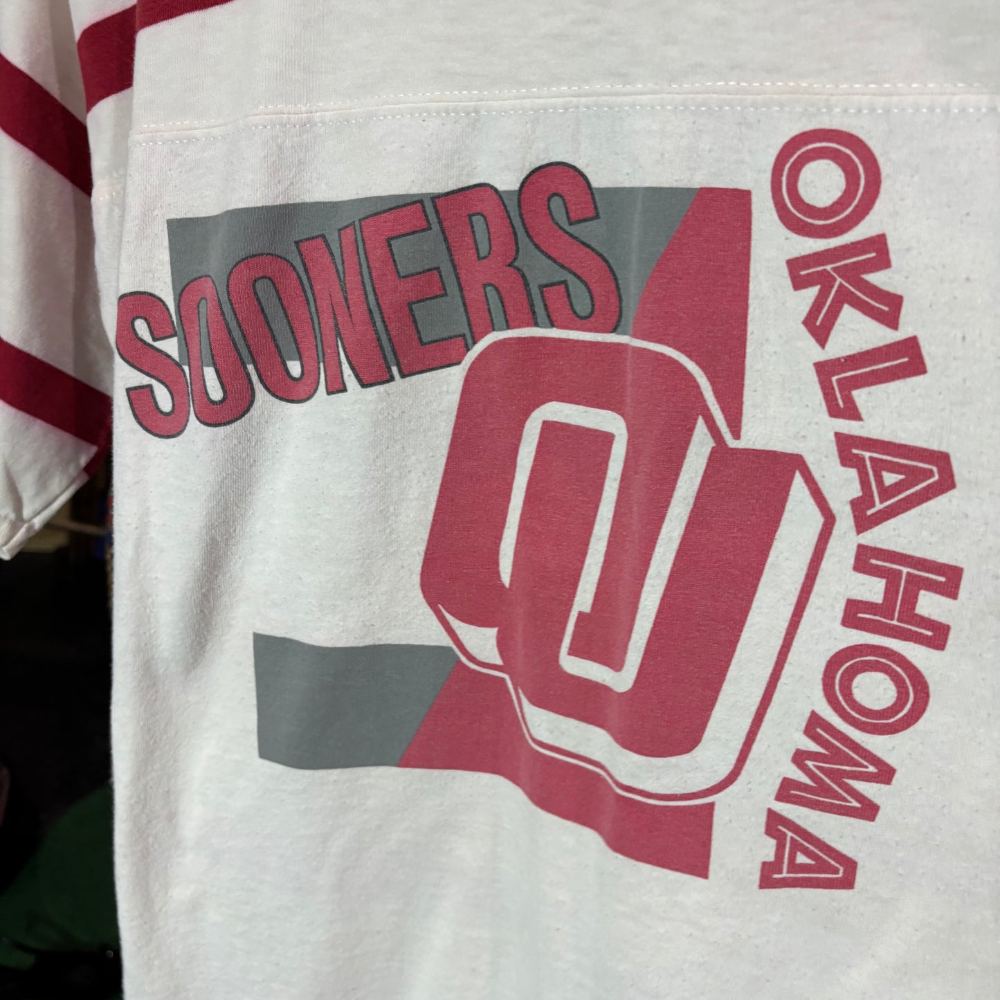 Vintage OU Sooners Oklahoma University striped tee rare medium