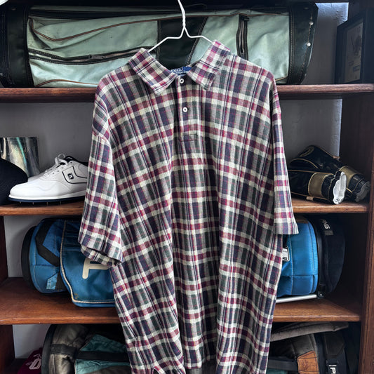 Vintage Polo brand plaid polo