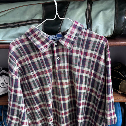 Vintage Polo brand plaid polo