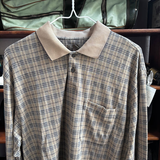 Vintage plaid brown polo long