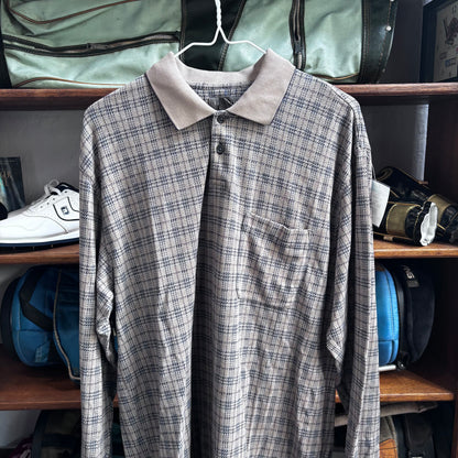 Vintage plaid brown polo long