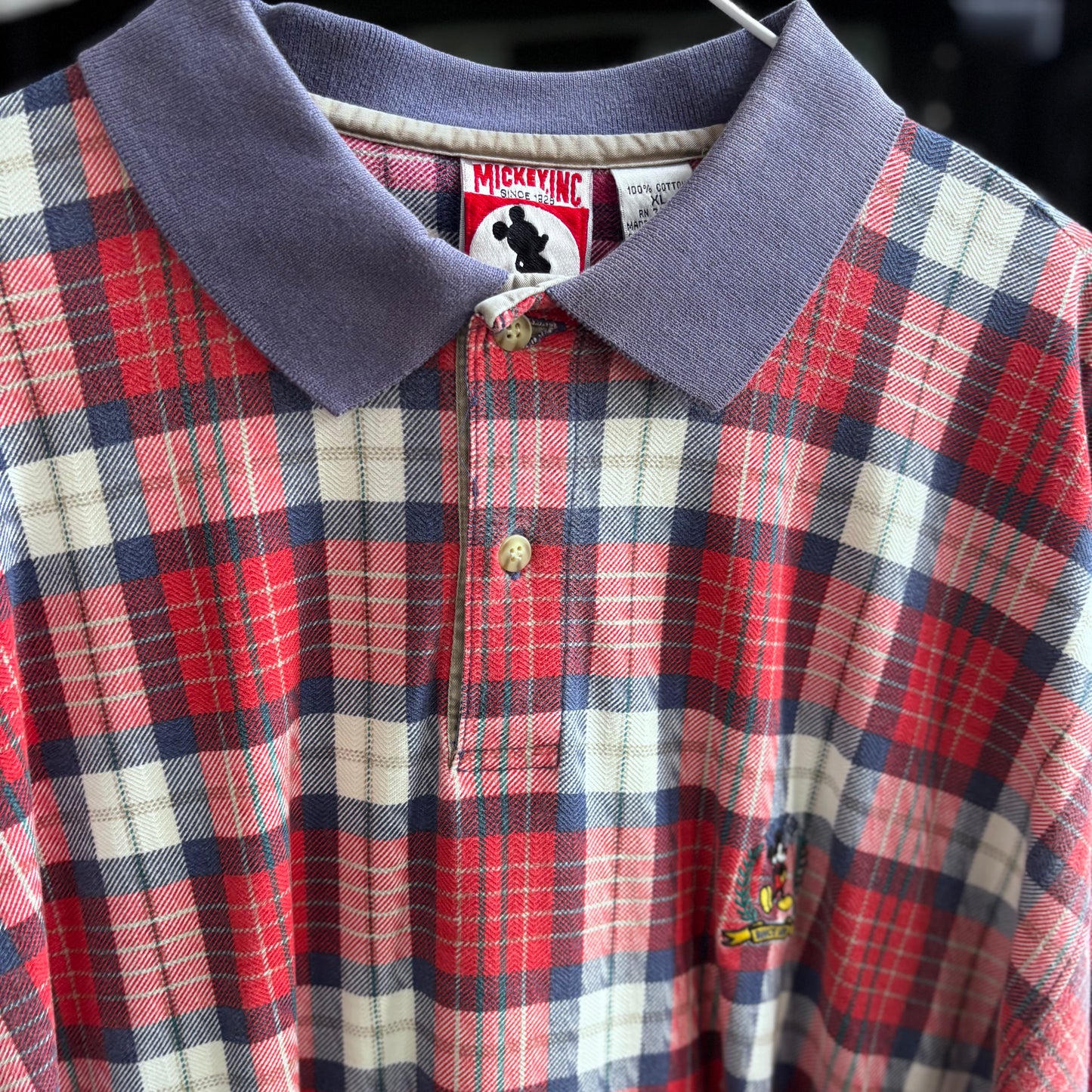 Vintage Mickey Mous Golf plaid polo