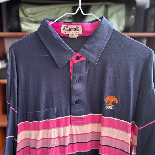 Vintage Pink striped Oak Tree Polo