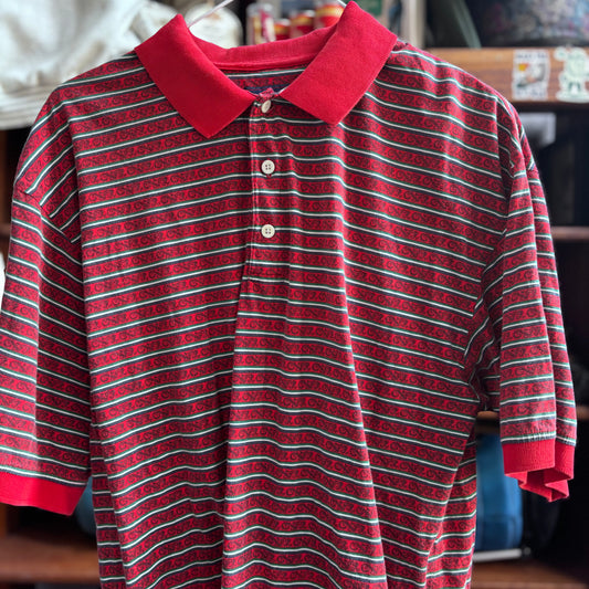 Vintage red striped polo