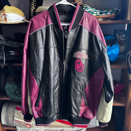 Vintage Oklahoma Sooners OU leather coat