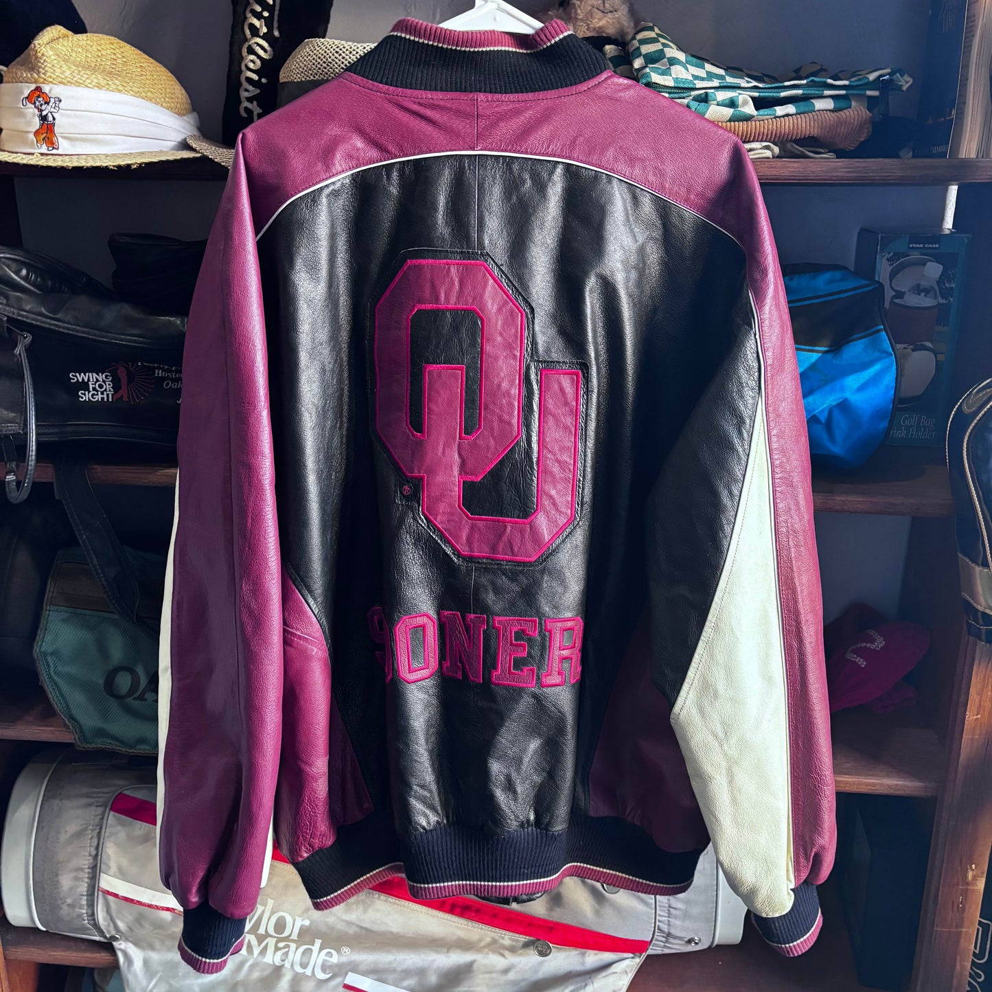 Vintage Oklahoma Sooners OU leather coat